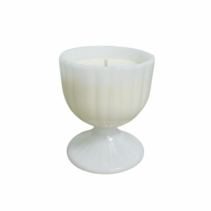 Vintage Ribbed Milk Glass Compote